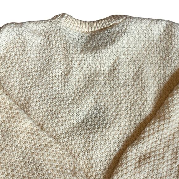 Highland Home Scotland Women’s XL VTG Cream Wool Sweater Fisherman Embroidered - Picture 7 of 10